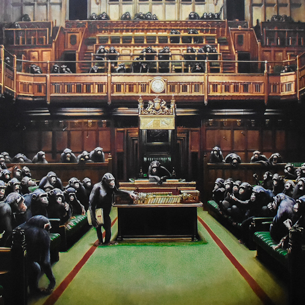 middle of banksy monkey parliament
