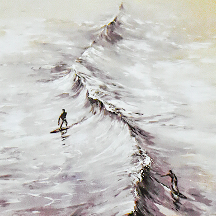 pejac new wave mini print showing surfers