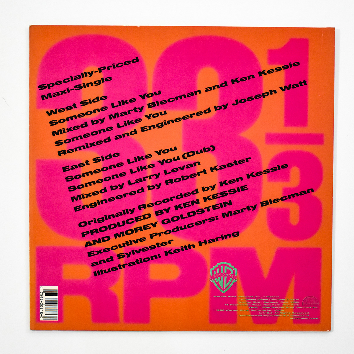 back of keith haring sylvester someone like you promo record