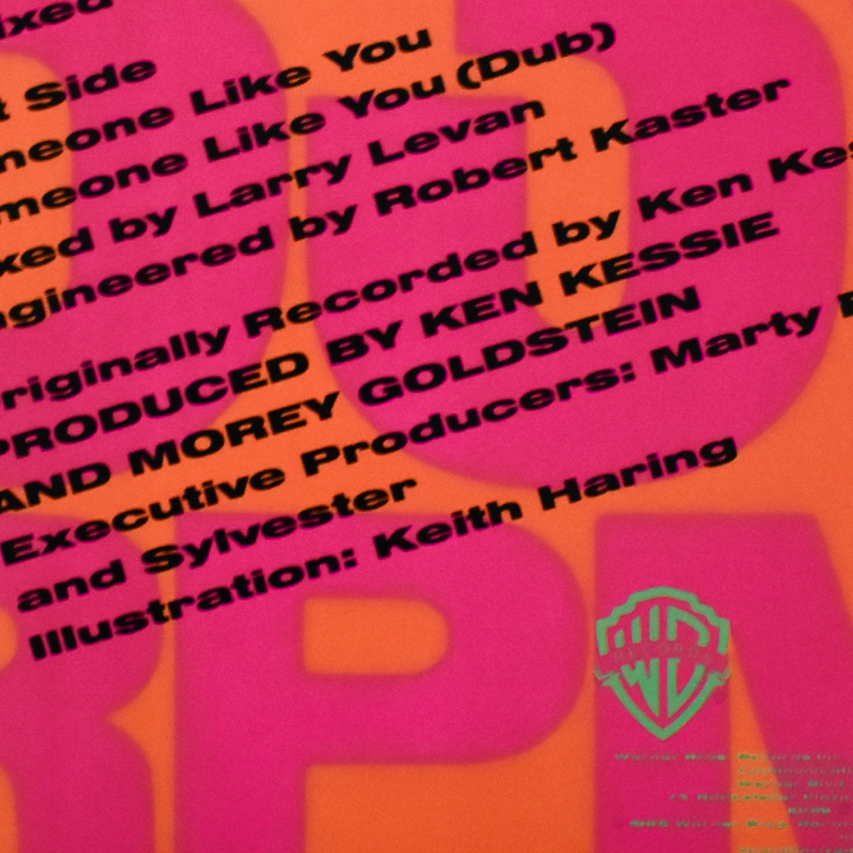 back of keith haring sylvester someone like you record showing haring credit