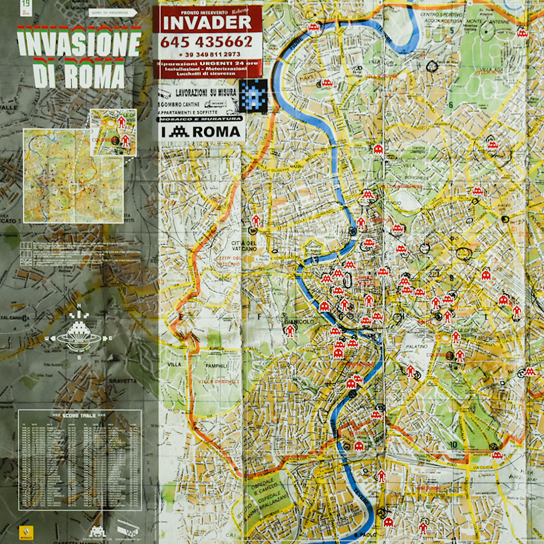 invader invasione di roma rome map signed print showing left side
