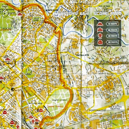 invader roma map signed screenprint top right with map key