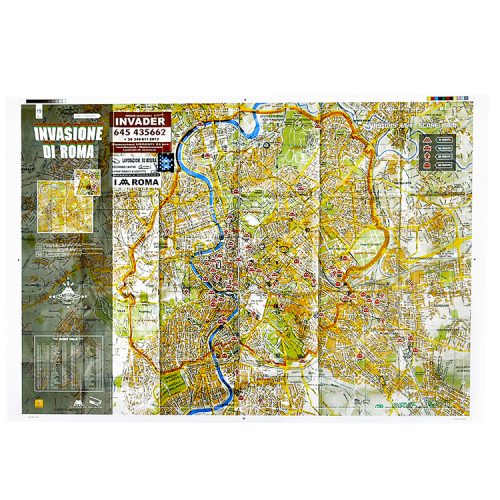 invader roma map signed screenprint