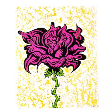 damon johnson rose yellow hand embellished print