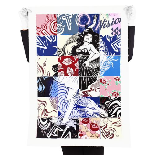 person holding faile visions victoire print