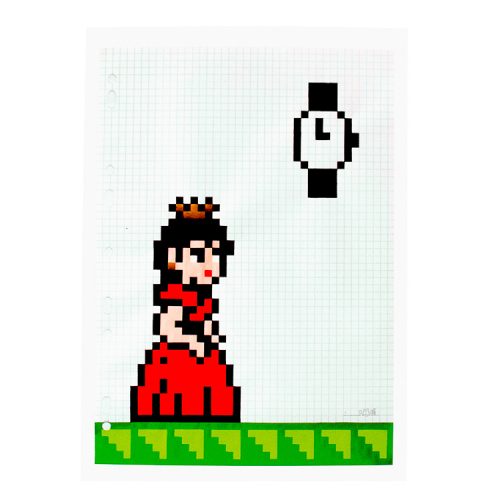 invader hello my game is postcard with invader queen with watch