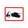 banksy tank towing sticker showing tank being towed in red box