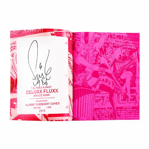 faile bast deluxx fluxx signed exhibition catalog opened first page with edtion number and artist signature