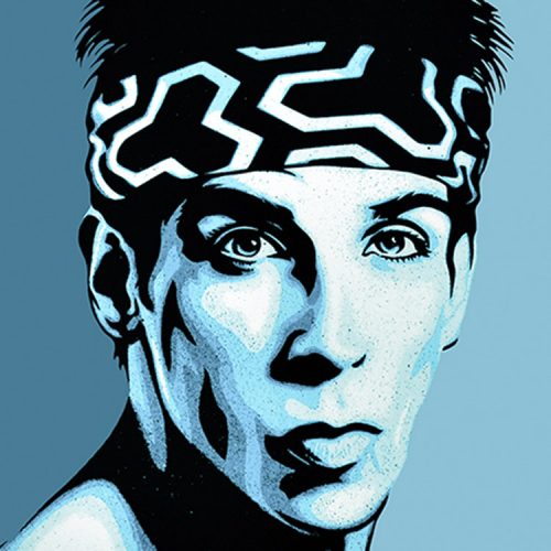 shepard fairey obey zoolander print showing middle with zoolander close up detail