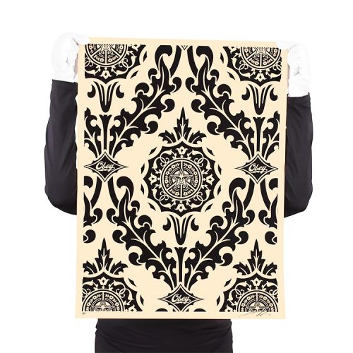 person holding shepard fairey obey parlor print artist proof