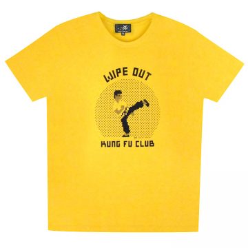 street artist invader kung fu club yellow t-shirt