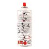 back of mr.brainwash pink spray can showing artist signature