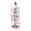 showing back of mr. brainwash spray can sculpture in white with artist signature