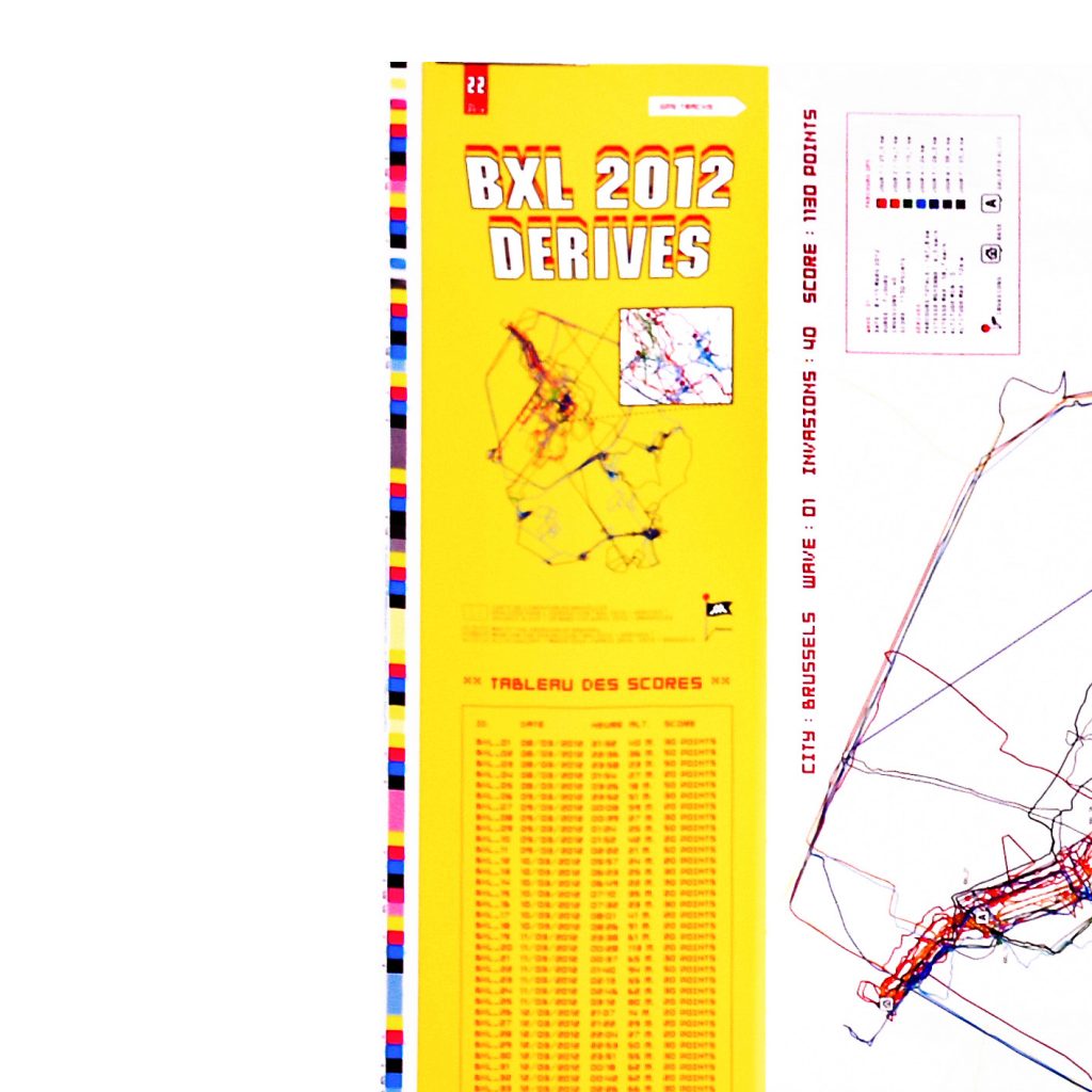 invader brussels limited edition screenprint map showing left side of print with brussels text and point values for invaders