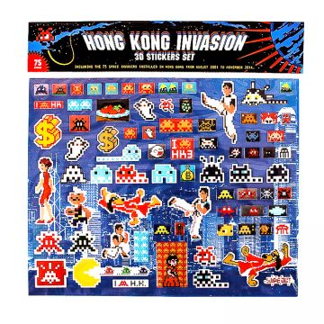 invader hong kong invasion 3d puffy stickers