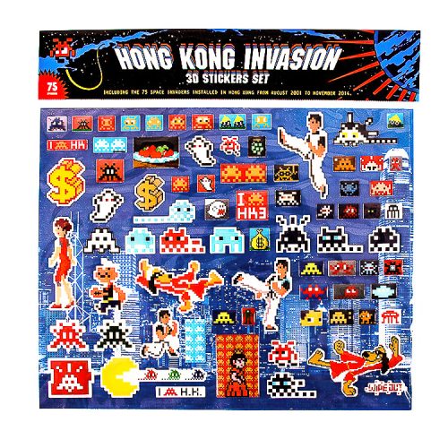 invader hong kong invasion 3d puffy stickers