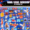 invader hong kong invasion 3d puffy stickers showing top left with stickers and banner with hong kong invasion text