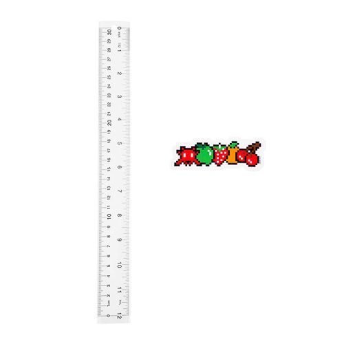 invader hello my game is fruits sticker next to ruler to show scale