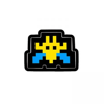 invader blue and yellow invader sticker