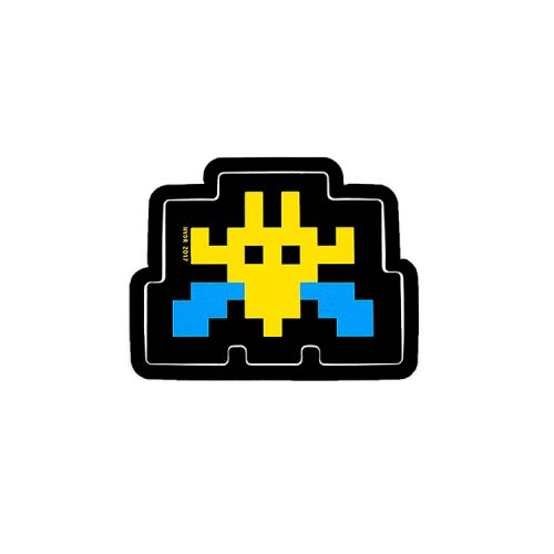 invader blue and yellow invader sticker