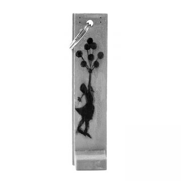 banksy girl with balloons sculpture key fob key chain