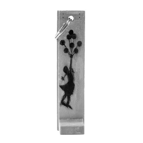 banksy girl with balloons sculpture key fob key chain