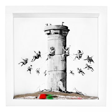 banksy walled off hotel box set with print and concrete base