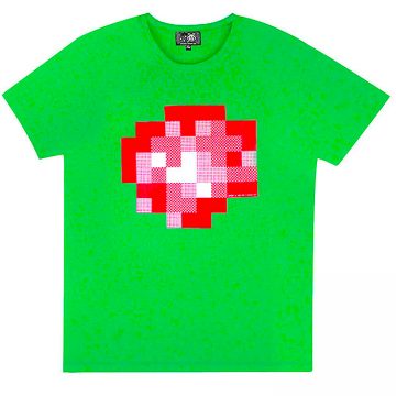 street artist invader wipe out t-shirt in green color