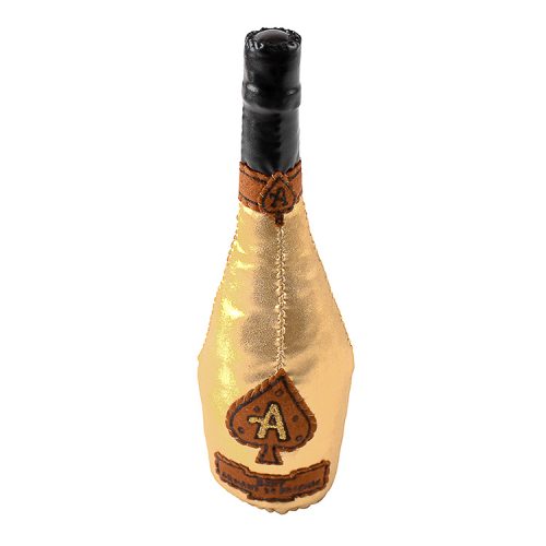 lucy sparrow ace of spades champagne bottle from top view