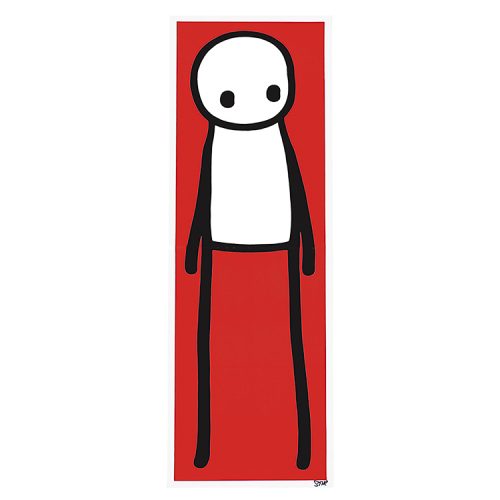 stik standing figure lithograph in red color