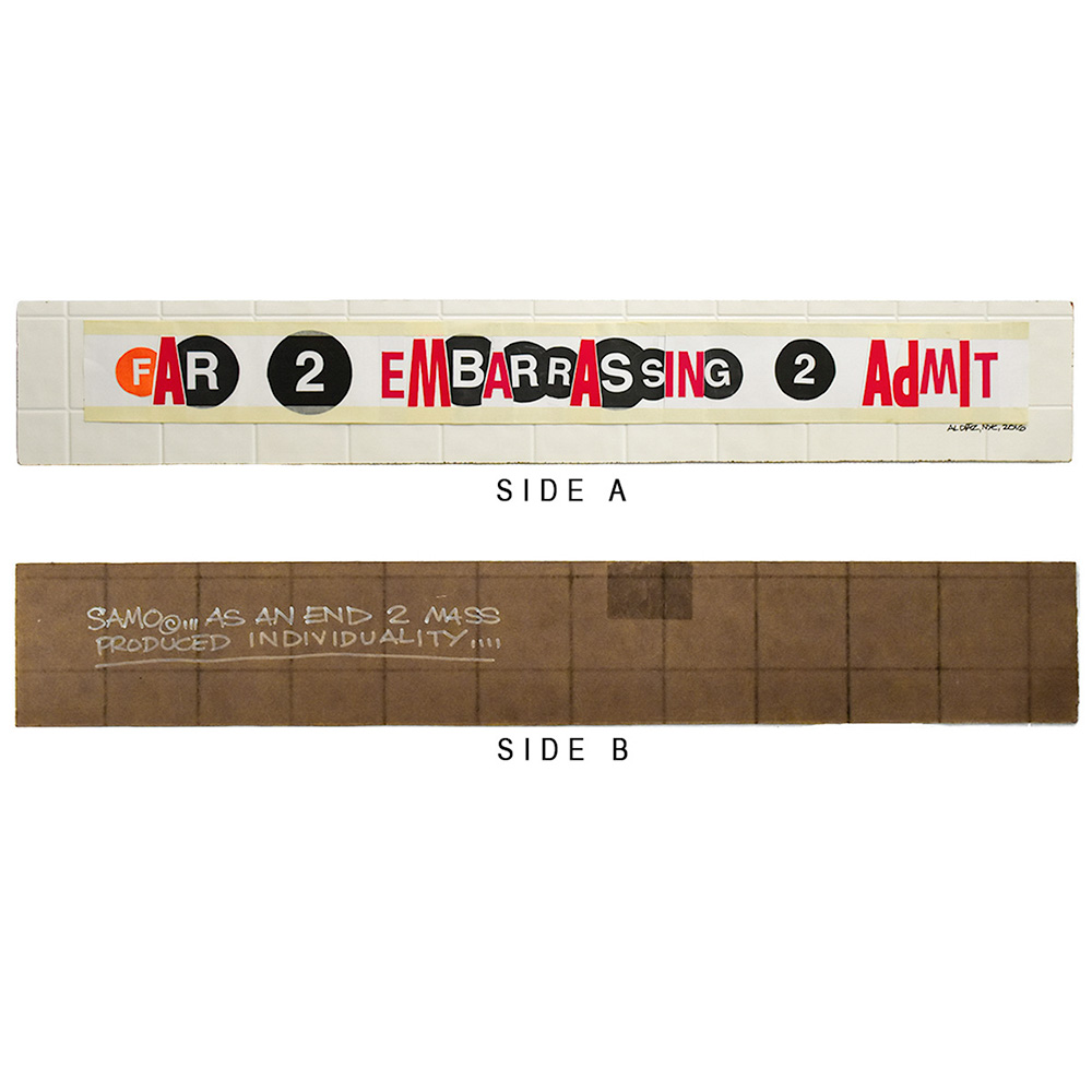 al diaz far too embarrassing to admit samo as an end original art showing both sides labeled