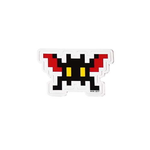 invader sticker black with red wings