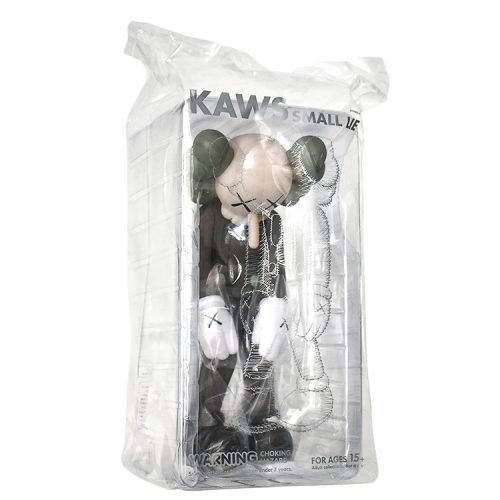 kaws small lie brown in sealed package side view