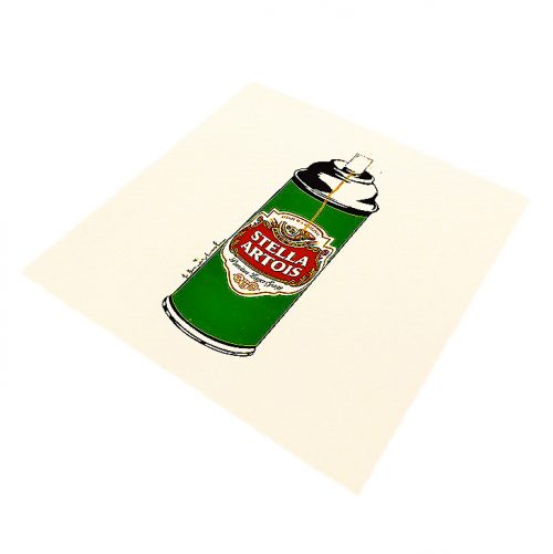 mr brainwash stella spray can print showing print from right angle