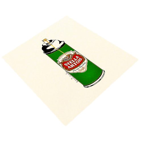 mr brainwash stella spray can print showing entire print from left angle