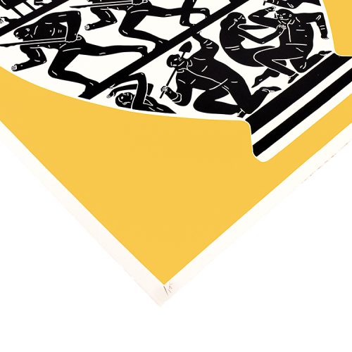 cleon peterson print trump in gold and white showing left side bottom with edition number