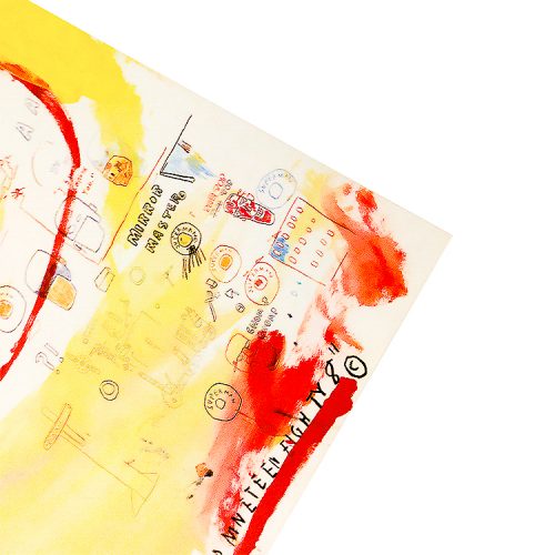 basquiat supercomb showing bottom left with date and text in red and yellow colors