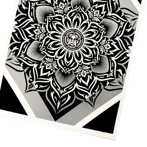 shepard fairey lotus diamond print shown from right side