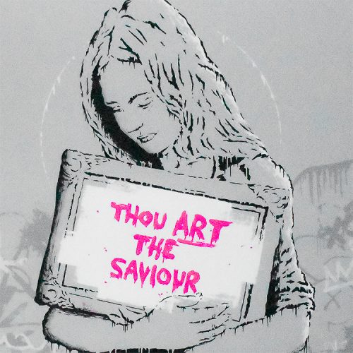 zedsy saviour showing middle with thou art the saviour text in pink letters