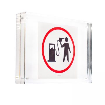 banksy petrol head sticker in clear frame