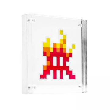 invader fire sticker in clear frame