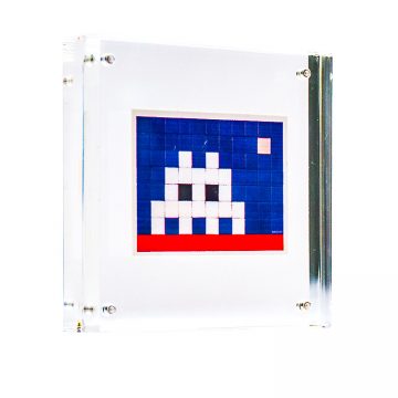 invader home sticker in clear frame