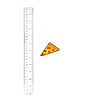 invader pizza sticker next to ruler for scale