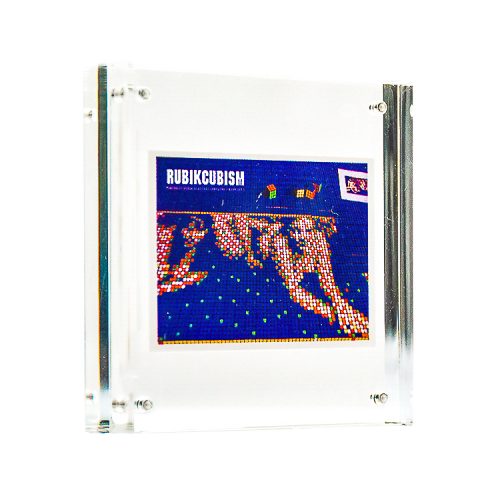 invader rubikcubism sticker in clear frame