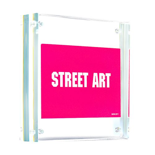 invader street art sticker in clear frame