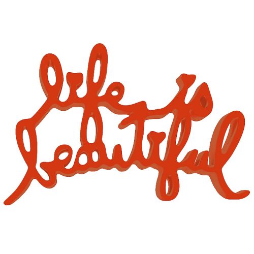 mr brainwash life is beautiful sculpture in orange