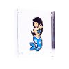 invader mermaid sticker in clear acrylic block frame