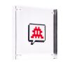 red invader speech bubble sticker in clear acrylic block frame