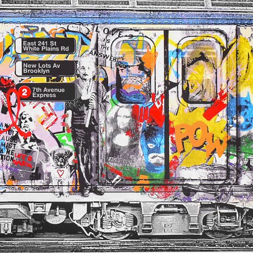 mr brainwash chelsea express close up of subway car