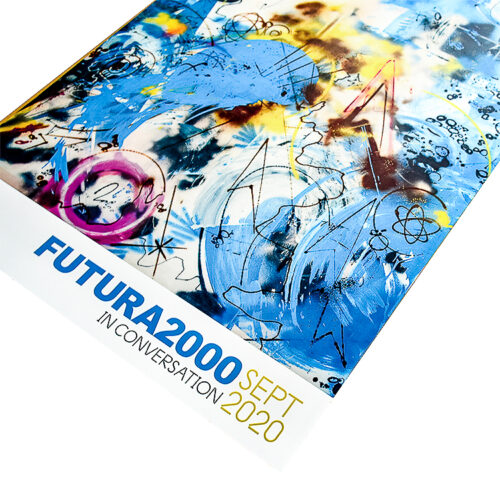 futura 2000 sports in space poster showing bottom right with futura 2000 in conversation text